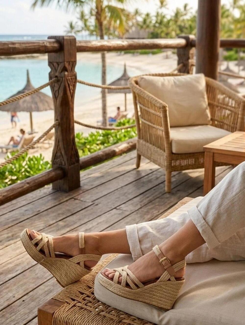 Lauren Ralph Lauren Henna Espadrille Wedge Sandals - 7B Like New